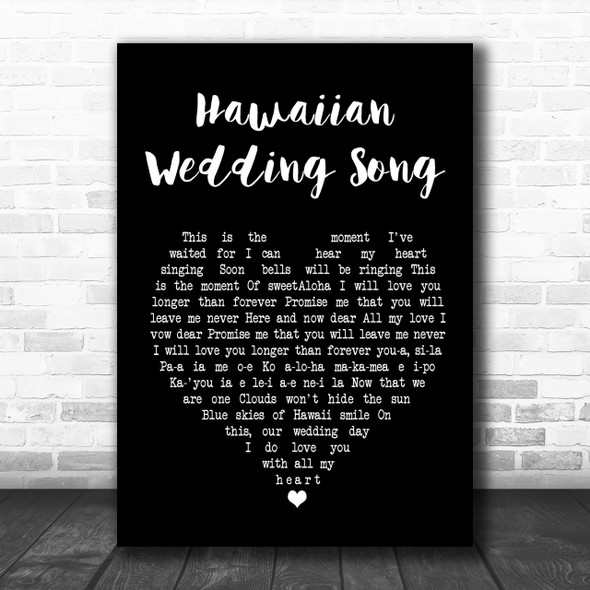 Elvis Presley Hawaiian Wedding Song Black Heart Song Lyric Music Wall Art Print