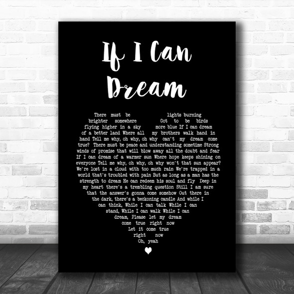 Elvis Presley If I Can Dream Black Heart Song Lyric Music Wall Art Print