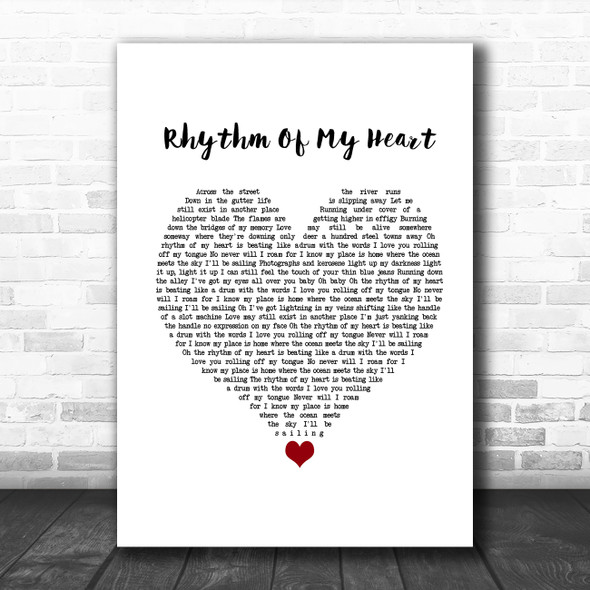 Rod Stewart Rhythm Of My Heart White Heart Song Lyric Poster Print