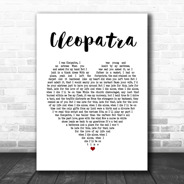 The Lumineers Cleopatra White Heart Song Lyric Poster Print