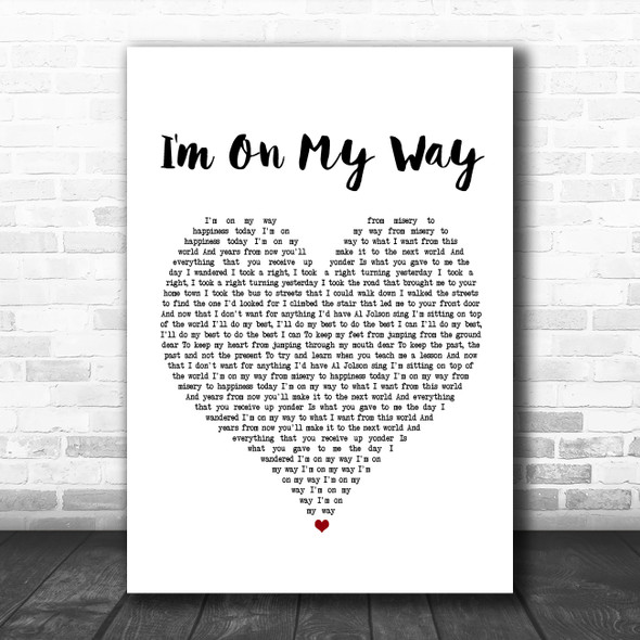 The Proclaimers I'm On My Way White Heart Song Lyric Poster Print