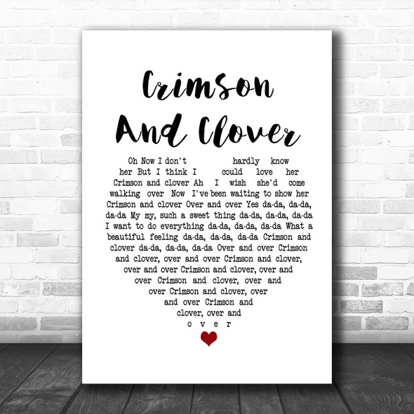 Tommy James And The Shondells Crimson And Clover White Heart Song Lyric Poster Print