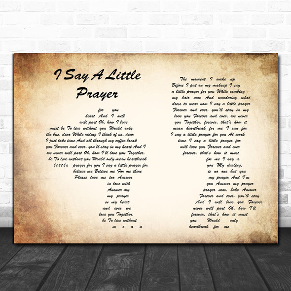 Aretha Franklin I Say A Little Prayer Man Lady Couple Song Lyric Poster Print