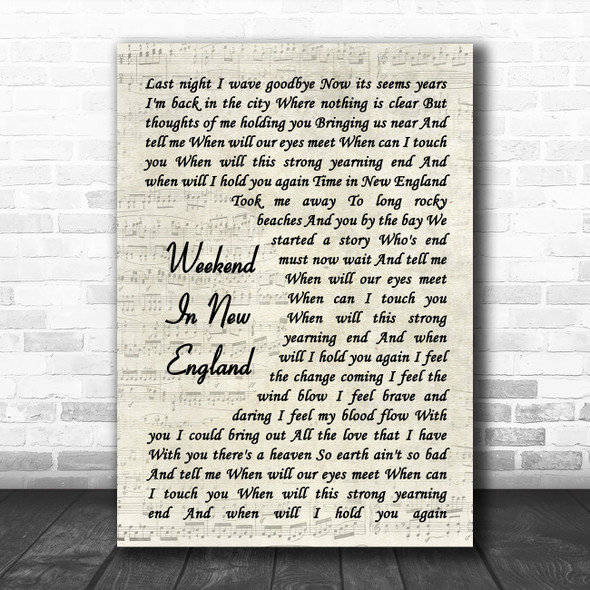 Barry Manilow Weekend In New England Vintage Script Song Lyric Poster Print
