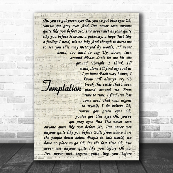 New Order Temptation Vintage Script Song Lyric Poster Print