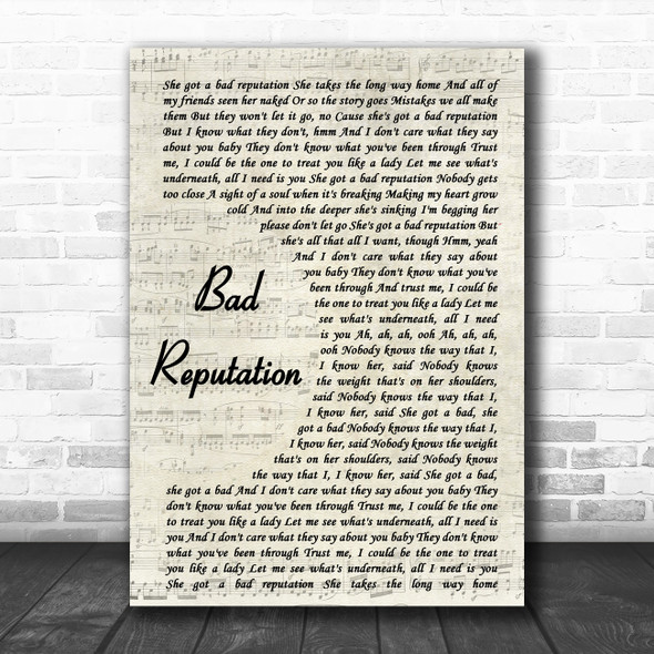 Shawn Mendes Bad Reputation Vintage Script Song Lyric Poster Print