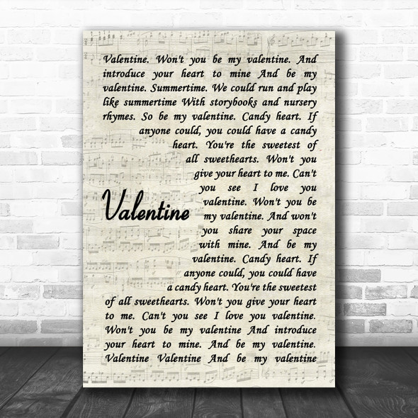 The Beautiful South Valentine Vintage Script Song Lyric Poster Print