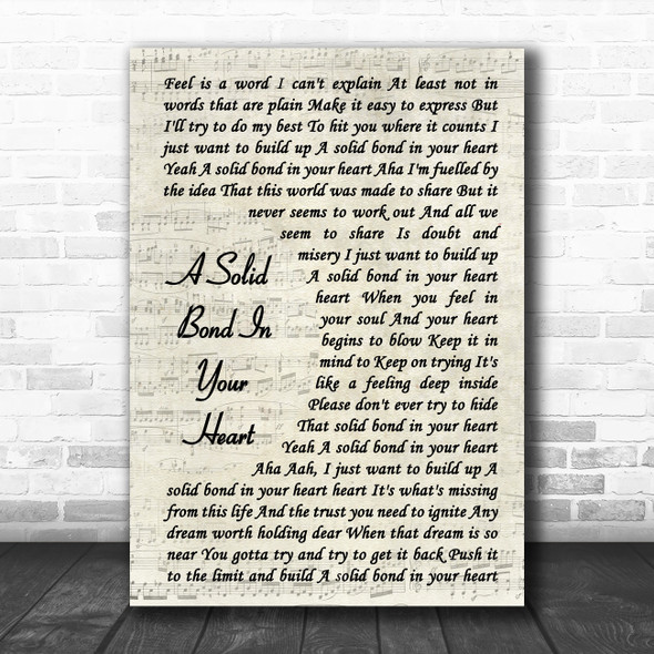 The Style Council A Solid Bond In Your Heart Vintage Script Song Lyric Poster Print