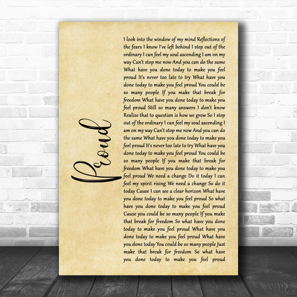 Heather Small Proud Rustic Script Song Lyric Poster Print