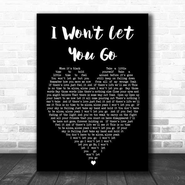 I Won't Let You Go James Morrison Black Heart Song Lyric Music Wall Art Print