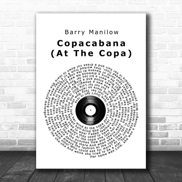 Barry Manilow Copacabana (At The Copa) Vinyl Record Song Lyric Poster Print