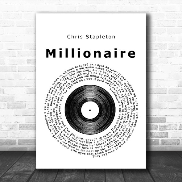 Chris Stapleton Millionaire Vinyl Record Song Lyric Poster Print
