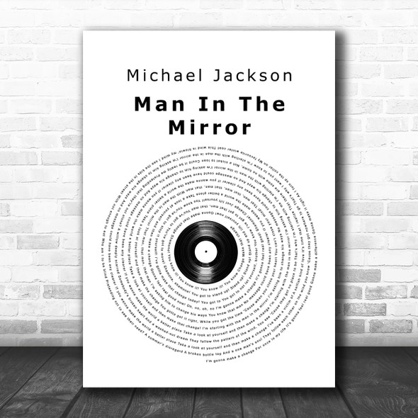 Michael Jackson Man In The Mirror Vinyl Record Song Lyric Poster Print