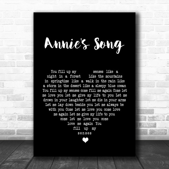 John Denver Annie's Song Black Heart Song Lyric Music Wall Art Print