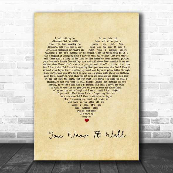Rod Stewart You Wear It Well Vintage Heart Song Lyric Poster Print