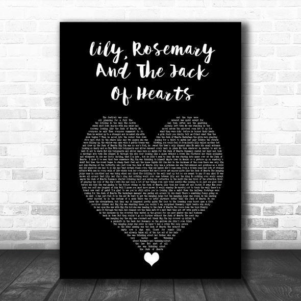 Bob Dylan Lily, Rosemary And The Jack Of Hearts Black Heart Song Lyric Music Poster Print