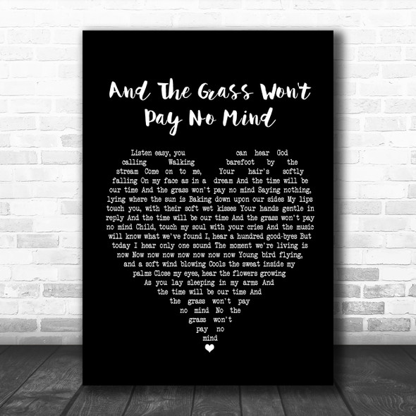Elvis And The Grass Won't Pay No Mind Black Heart Song Lyric Music Poster Print