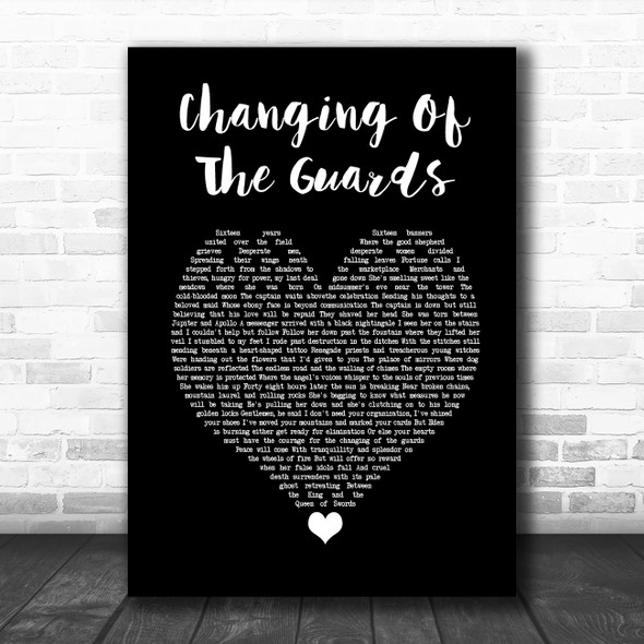 Bob Dylan Changing Of The Guards Black Heart Song Lyric Music Poster Print