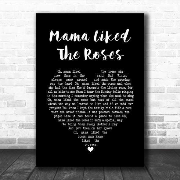 Elvis Presley Mama Liked The Roses Black Heart Song Lyric Music Poster Print