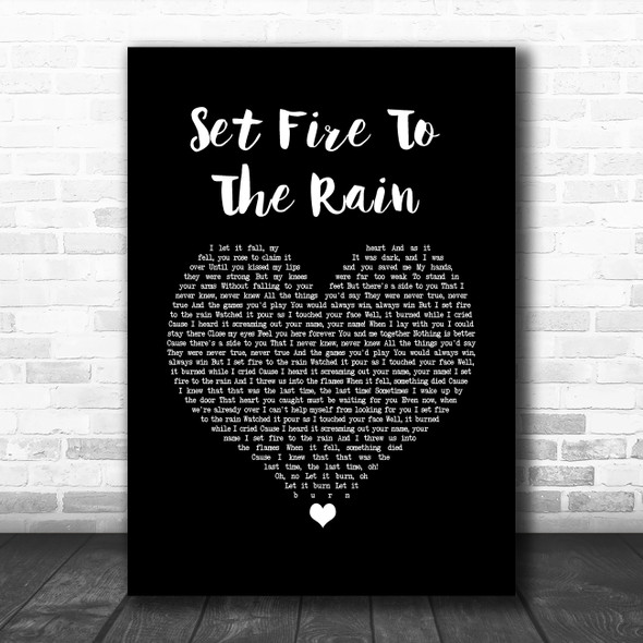 Adele Set Fire To The Rain Black Heart Song Lyric Music Poster Print