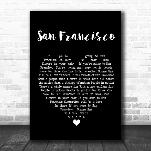 Scott McKenzie San Francisco Black Heart Song Lyric Music Poster Print