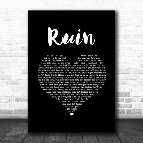 Shawn Mendes Ruin Black Heart Song Lyric Music Poster Print