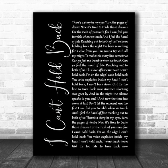 Survivor I Can't Hold Back Black Script Song Lyric Music Poster Print