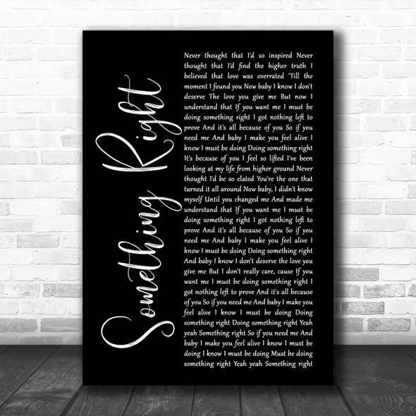 Westlife Something Right Black Script Song Lyric Music Poster Print