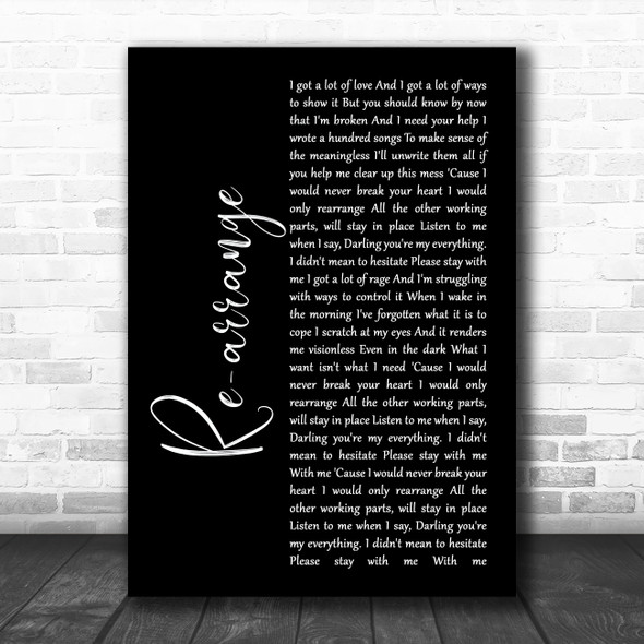 Biffy Clyro Re-arrange Black Script Song Lyric Music Poster Print