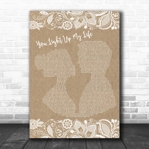 Whitney Houston You Light Up My Life Burlap & Lace Song Lyric Music Poster Print