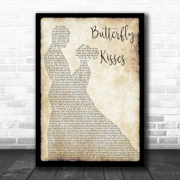 Bob Carlisle Butterfly Kisses Man Lady Dancing Song Lyric Music Poster Print