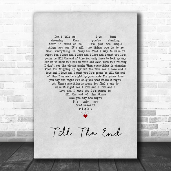 Jessie Ware Till The End Grey Heart Song Lyric Music Poster Print