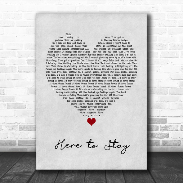 Korn Here to Stay Grey Heart Song Lyric Music Poster Print