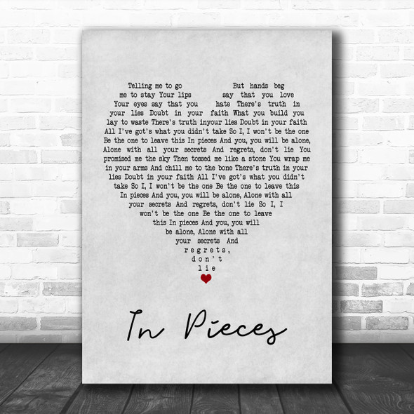 Linkin Park In Pieces Grey Heart Song Lyric Music Poster Print