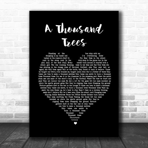 Stereophonics A Thousand Trees Black Heart Song Lyric Music Wall Art Print