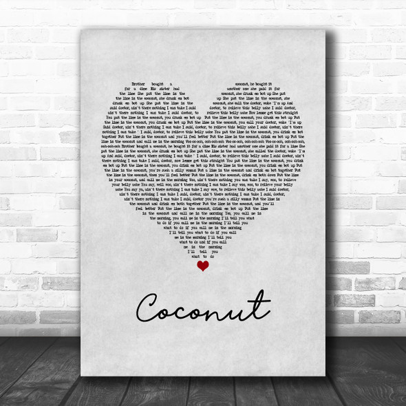 Harry Nilsson Coconut Grey Heart Song Lyric Music Poster Print