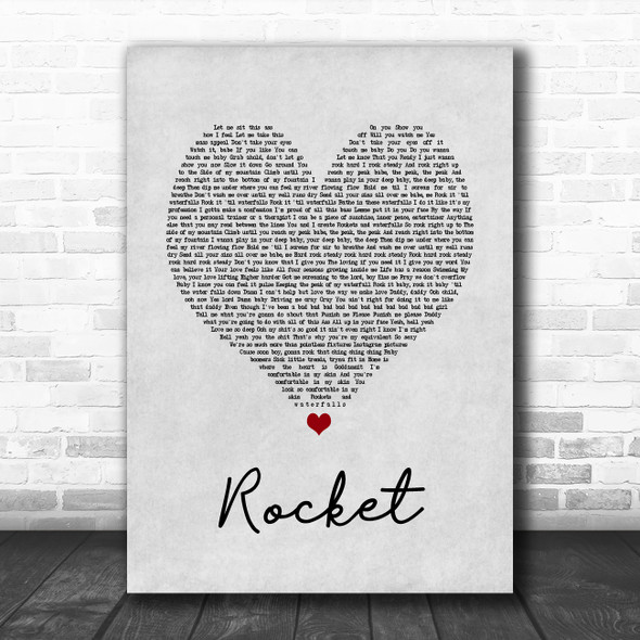 Beyoncé Rocket Grey Heart Song Lyric Music Poster Print