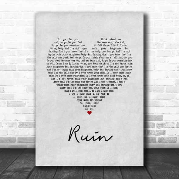 Shawn Mendes Ruin Grey Heart Song Lyric Music Poster Print