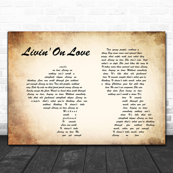 Alan Jackson Livin' On Love Man Lady Couple Song Lyric Music Poster Print