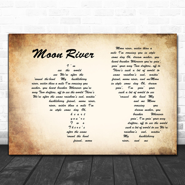 Henry Mancini Moon river Man Lady Couple Song Lyric Music Poster Print