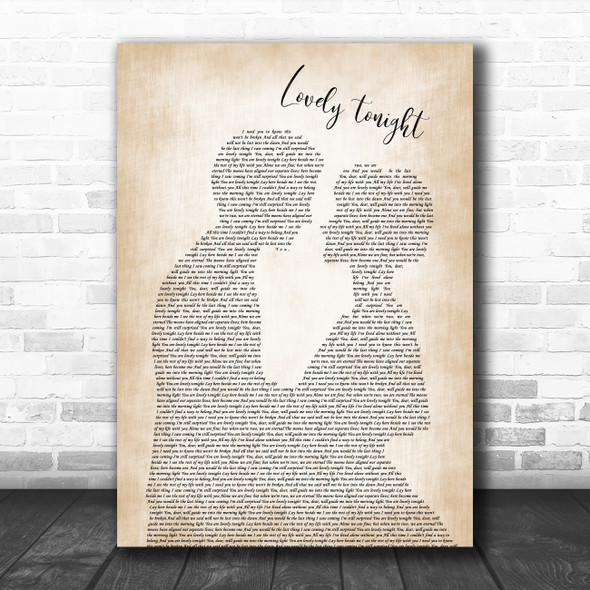 Joshua Radin Lovely tonight Man Lady Bride Groom Wedding Song Lyric Music Poster Print