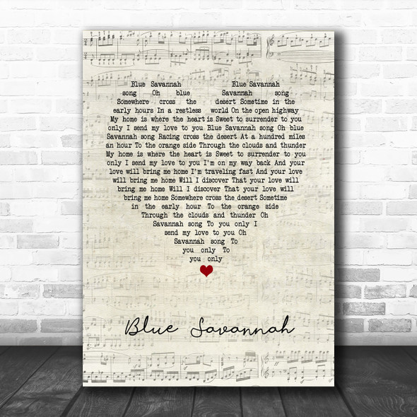 Erasure Blue Savannah Script Heart Song Lyric Music Poster Print