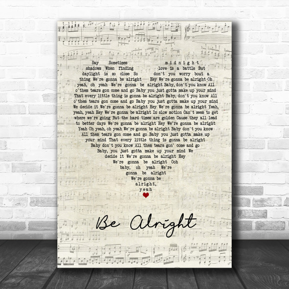 Ariana Grande Be Alright Script Heart Song Lyric Music Poster Print
