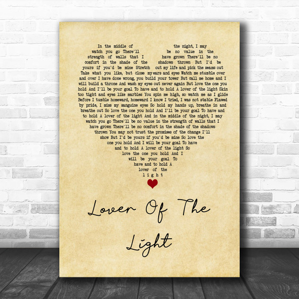 Mumford & Sons Lover Of The Light Vintage Heart Song Lyric Music Poster Print