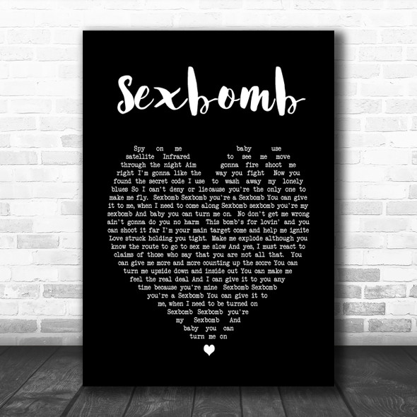 Tom Jones Sexbomb Black Heart Song Lyric Music Wall Art Print