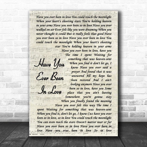 Céline Dion Have You Ever Been In Love Vintage Script Song Lyric Music Poster Print