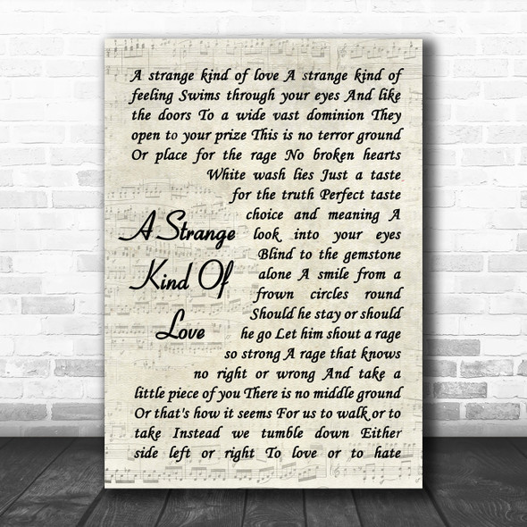 Peter Murphy A Strange Kind Of Love Vintage Script Song Lyric Music Poster Print