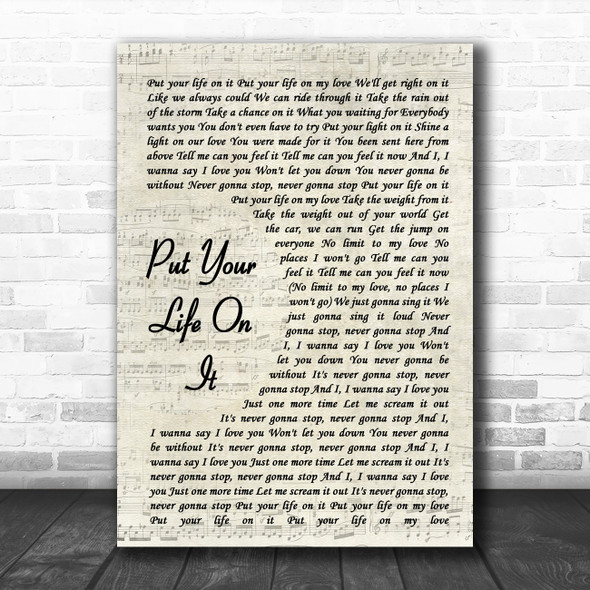 Kasabian Put Your Life On It Vintage Script Song Lyric Music Poster Print