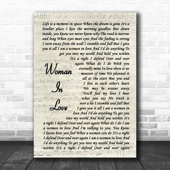 Barbra Streisand Woman In Love Vintage Script Song Lyric Music Poster Print