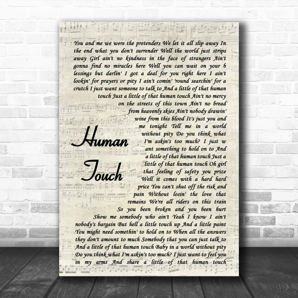 Bruce Springsteen Human Touch Vintage Script Song Lyric Music Poster Print